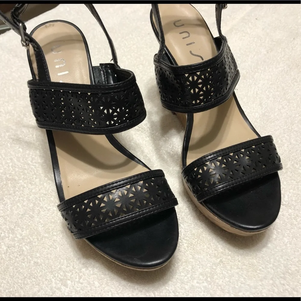 Unisa Black Wedge Sandals